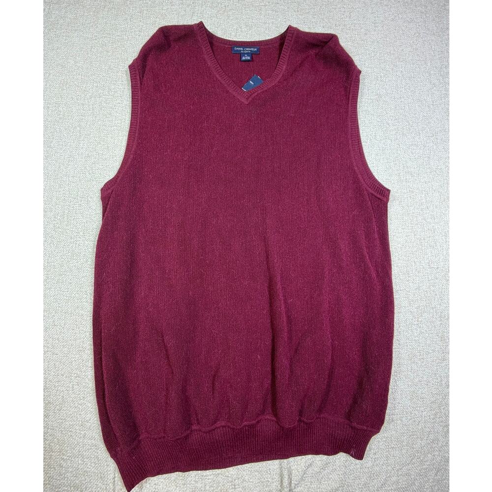 NWT Daniel Cremieux Men's XL Burgundy Alpaca Pullover Grandpacore Sweater Vest